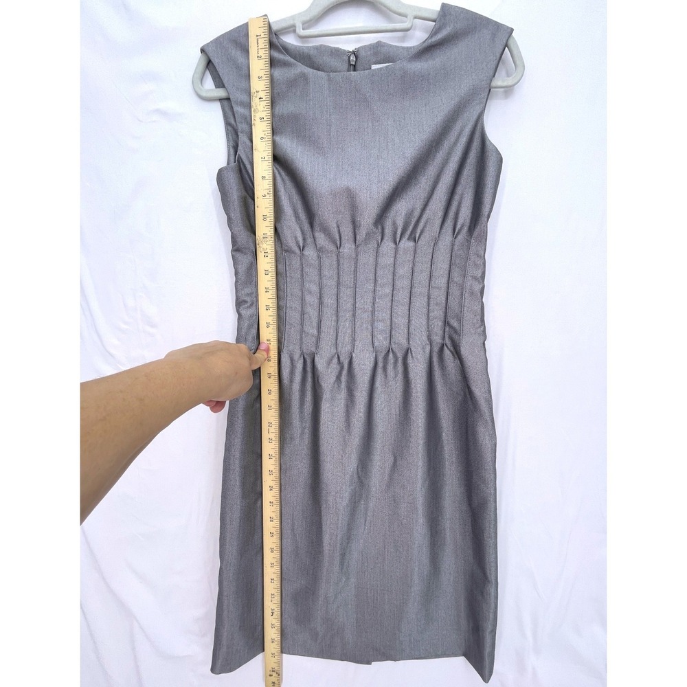 Marvin Richards Silver Gray Pintuck Pleated Sheath Dress 8 Sleeveless Lined - Picture 5 of 9